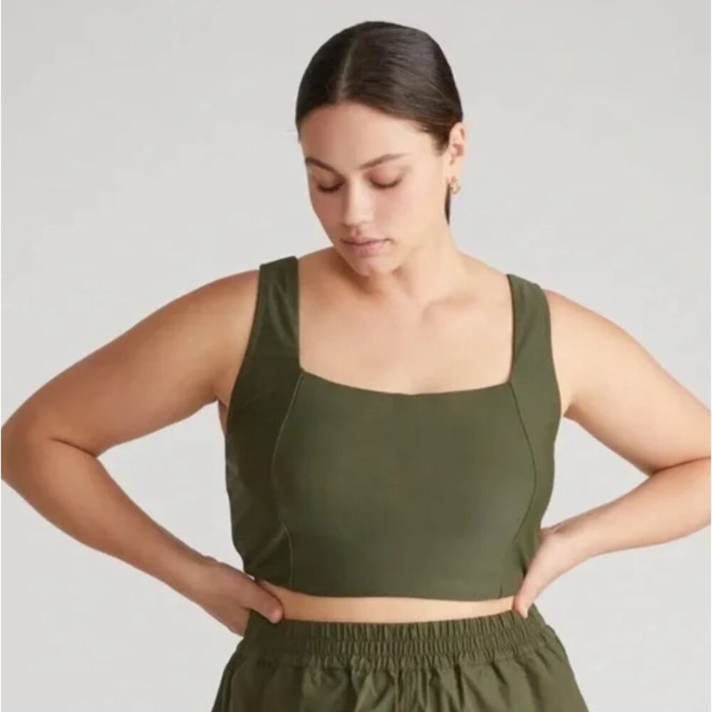 Universal Standard Green Swim Top Square Neck Women's Size 0 Beach Pool Vacation